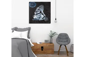Lerretsbilde - Intim scene med to nakne figurer i en kompleks posisjon - Mørk blå / Lys blå / Svart - Interiør - Maleri & posters - Lerretsbilder