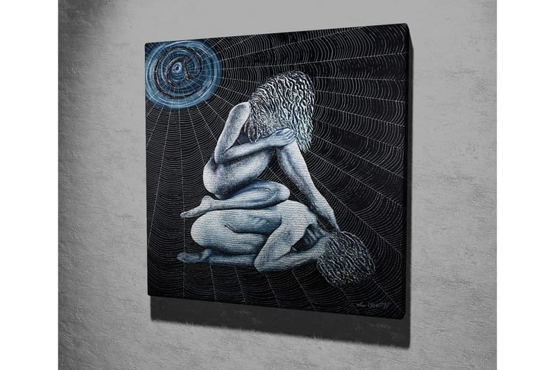 Lerretsbilde - Intim scene med to nakne figurer i en kompleks posisjon - Mørk blå / Lys blå / Svart - Interiør - Maleri & posters - Lerretsbilder