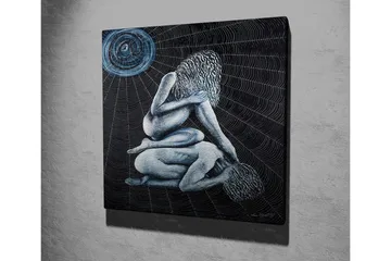 Lerretsbilde - Intim scene med to nakne figurer i en kompleks posisjon - Mørk blå / Lys blå / Svart - Interiør - Maleri & posters - Lerretsbilder