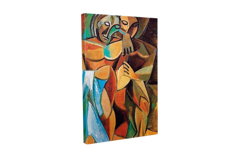 Lerretsbilde - Intimt par i en omfavnende gest, Brun / Grønn / Blå