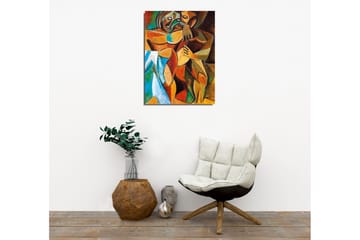 Lerretsbilde - Intimt par i en omfavnende gest - Brun / Grønn / Blå - Interiør - Maleri & posters - Lerretsbilder