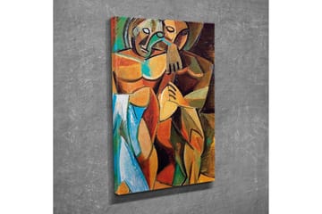 Lerretsbilde - Intimt par i en omfavnende gest - Brun / Grønn / Blå - Interiør - Maleri & posters - Lerretsbilder