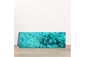 Lerretsbilde - Kajakkpadling gjennom klart turkis vann - Turkis / Svart / Oransje - Interiør - Maleri & posters - Lerretsbilder