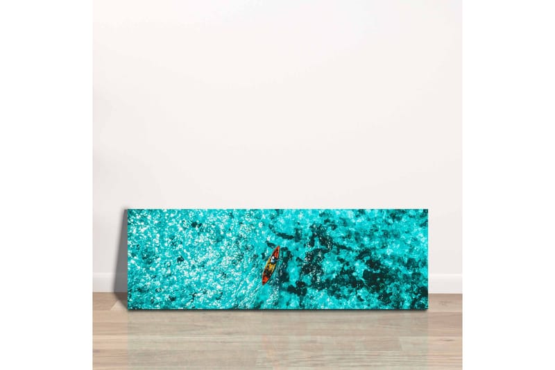 Lerretsbilde - Kajakkpadling gjennom klart turkis vann - Turkis / Svart / Oransje - Interiør - Maleri & posters - Lerretsbilder