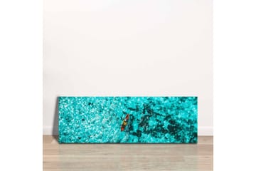 Lerretsbilde - Kajakkpadling gjennom klart turkis vann - Turkis / Svart / Oransje - Interiør - Maleri & posters - Lerretsbilder