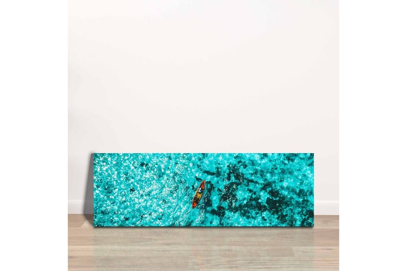 Lerretsbilde - Kajakkpadling gjennom klart turkis vann - Turkis / Svart / Oransje - Interiør - Maleri & posters - Lerretsbilder