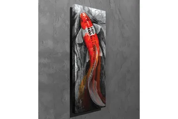 Lerretsbilde - Karpe med lys rød farge som svømmer i et dempet miljø - Rød / Svart / Grå - Interiør - Maleri & posters - Lerretsbilder