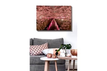 Lerretsbilde - Kirsebærblomster ved en kanal - Rosa / Grønn / Lilla - Interiør - Maleri & posters - Lerretsbilder