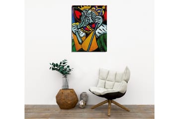 Lerretsbilde - Kongelig figur med et trist uttrykk og detaljert krone - Grønn / Rød / Blå - Interiør - Maleri & posters - Lerretsbilder