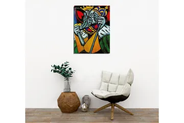 Lerretsbilde - Kongelig figur med et trist uttrykk og detaljert krone - Grønn / Rød / Blå - Interiør - Maleri & posters - Lerretsbilder