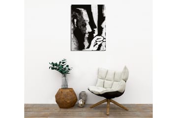 Lerretsbilde - Kontrastfylt portrett av to ansikter i dialog - Svart / Hvit - Interiør - Maleri & posters - Lerretsbilder