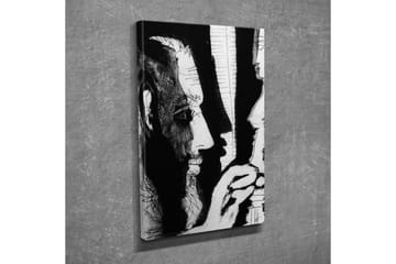 Lerretsbilde - Kontrastfylt portrett av to ansikter i dialog - Svart / Hvit - Interiør - Maleri & posters - Lerretsbilder