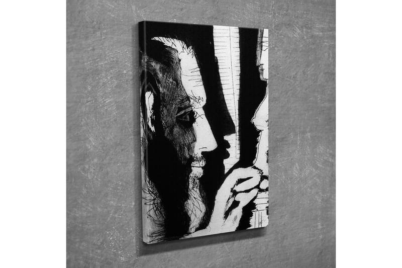 Lerretsbilde - Kontrastfylt portrett av to ansikter i dialog - Svart / Hvit - Interiør - Maleri & posters - Lerretsbilder