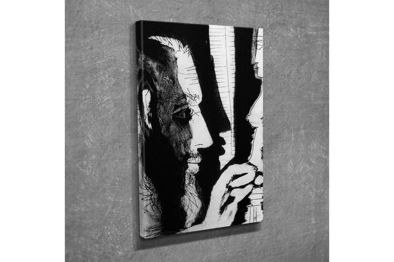 Lerretsbilde - Kontrastfylt portrett av to ansikter i dialog - Svart / Hvit - Interiør - Maleri & posters - Lerretsbilder