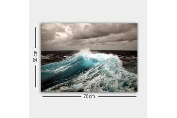Lerretsbilde - Kraftig bølge som bryter mot overflaten - Turkis / Mørk blå / Grå - Interiør - Maleri & posters - Lerretsbilder