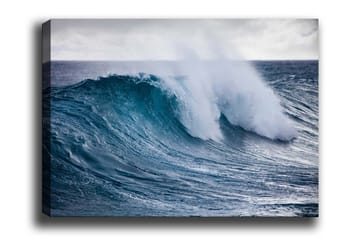 Lerretsbilde - Kraftig bølge som bryter mot overflaten - Turkis / Mørk blå / Hvit - Interiør - Maleri & posters - Lerretsbilder