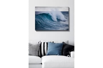 Lerretsbilde - Kraftig bølge som bryter mot overflaten - Turkis / Mørk blå / Hvit - Interiør - Maleri & posters - Lerretsbilder