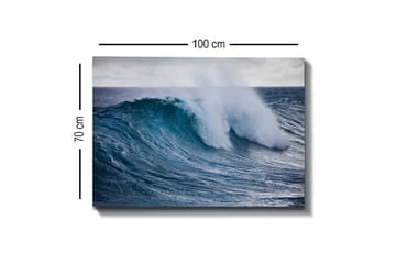 Lerretsbilde - Kraftig bølge som bryter mot overflaten - Turkis / Mørk blå / Hvit - Interiør - Maleri & posters - Lerretsbilder