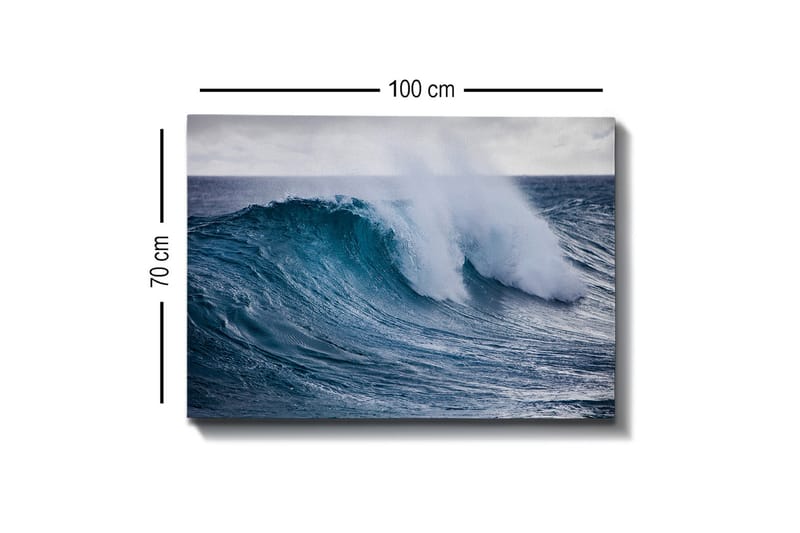 Lerretsbilde - Kraftig bølge som bryter mot overflaten - Turkis / Mørk blå / Hvit - Interiør - Maleri & posters - Lerretsbilder