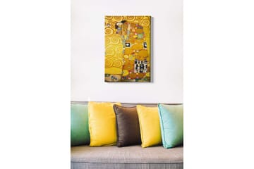 Lerretsbilde - Krammende par i gyllen setting - Gull / Svart / Rød - Interiør - Maleri & posters - Lerretsbilder