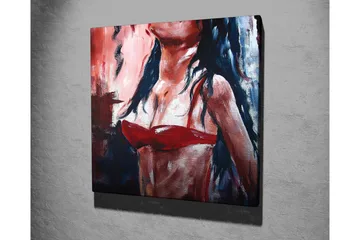 Lerretsbilde - Kvinnefigur i rød bikini med mørkt hår - Rød / Svart / Hudtone - Interiør - Maleri & posters - Lerretsbilder