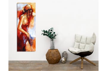 Lerretsbilde - Kvinnefigur i rød kjole med myke penselstrøk - Rød / Beige / Hvit - Interiør - Maleri & posters - Lerretsbilder