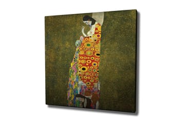 Lerretsbilde - Kvinnefigur med fargerik kjole dekorert med sirkler og blomster - Rød / Gul / Grønn - Interiør - Maleri & posters - Lerretsbilder