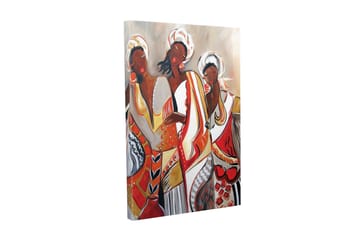 Lerretsbilde - Kvinner i fargerike tradisjonelle klær - Rød / Beige / Svart - Interiør - Maleri & posters - Lerretsbilder