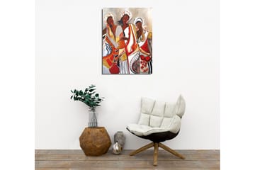 Lerretsbilde - Kvinner i fargerike tradisjonelle klær - Rød / Beige / Svart - Interiør - Maleri & posters - Lerretsbilder