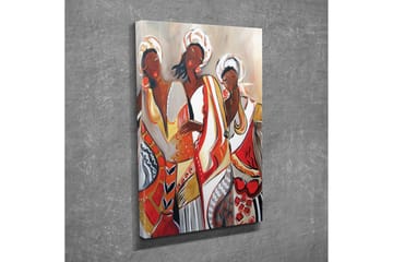 Lerretsbilde - Kvinner i fargerike tradisjonelle klær - Rød / Beige / Svart - Interiør - Maleri & posters - Lerretsbilder