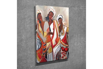 Lerretsbilde - Kvinner i fargerike tradisjonelle klær - Rød / Beige / Svart - Interiør - Maleri & posters - Lerretsbilder