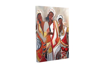 Lerretsbilde - Kvinner i fargerike tradisjonelle klær - Rød / Beige / Svart - Interiør - Maleri & posters - Lerretsbilder