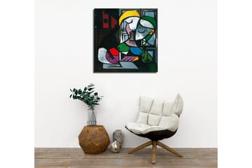 Lerretsbilde - Kyssende par i abstrakt stil - Grønn / Gul / Lilla - Interiør - Maleri & posters - Lerretsbilder