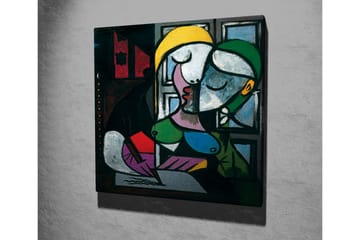 Lerretsbilde - Kyssende par i abstrakt stil - Grønn / Gul / Lilla - Interiør - Maleri & posters - Lerretsbilder