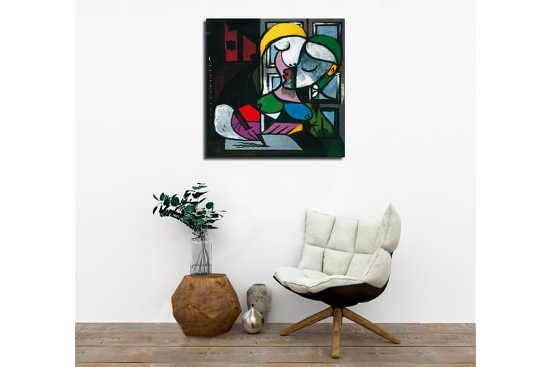 Lerretsbilde - Kyssende par i abstrakt stil - Grønn / Gul / Lilla - Interiør - Maleri & posters - Lerretsbilder