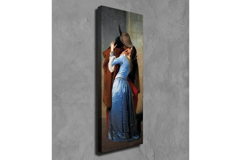 Lerretsbilde - Lidenskapelig møte mellom to elskere - Blå / Brun / Rød - Interiør - Maleri & posters - Lerretsbilder