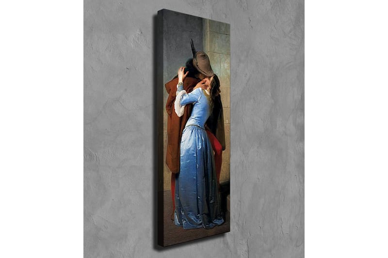 Lerretsbilde - Lidenskapelig møte mellom to elskere - Blå / Brun / Rød - Interiør - Maleri & posters - Lerretsbilder