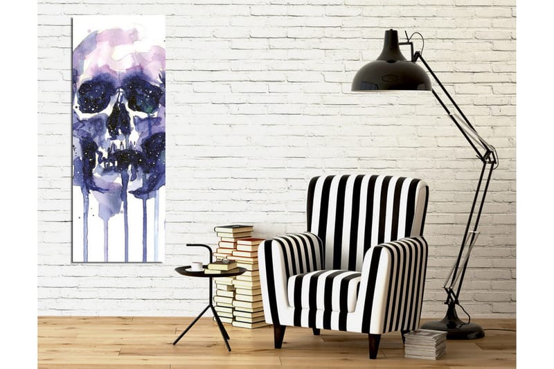 Lerretsbilde - Mørk og mystisk hodeskalle med stjernelignende detaljer - Lilla / Mørk blå / Hvit - Interiør - Maleri & posters - Lerretsbilder