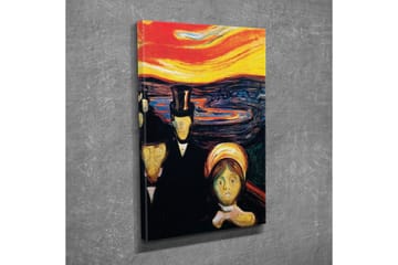 Lerretsbilde - Mørk silhuett av mennesker med en intenst farget himmel i bakgrunnen - Rød / Svart / Gul - Interiør - Maleri & posters - Lerretsbilder