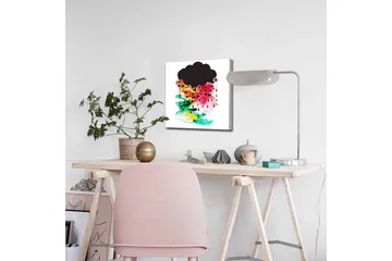 Lerretsbilde - Mørk skyformasjon med fargerike regndråper - Svart / Rosa / Grønn - Interiør - Maleri & posters - Lerretsbilder