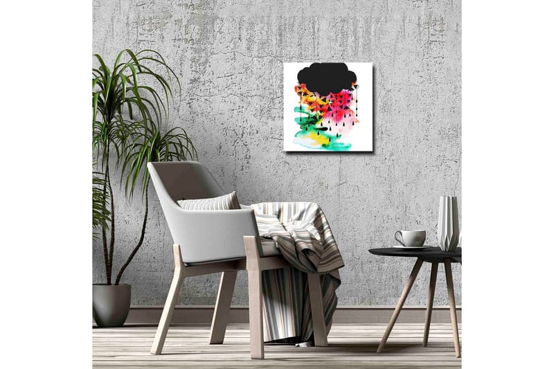 Lerretsbilde - Mørk skyformasjon med fargerike regndråper - Svart / Rosa / Grønn - Interiør - Maleri & posters - Lerretsbilder