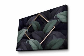 Lerretsbilde - Mørkegrønne og svarte blader i en elegant komposisjon - Mørkegrønn / Svart / Gull - Interiør - Maleri & posters - Lerretsbilder