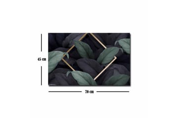 Lerretsbilde - Mørkegrønne og svarte blader i en elegant komposisjon - Mørkegrønn / Svart / Gull - Interiør - Maleri & posters - Lerretsbilder