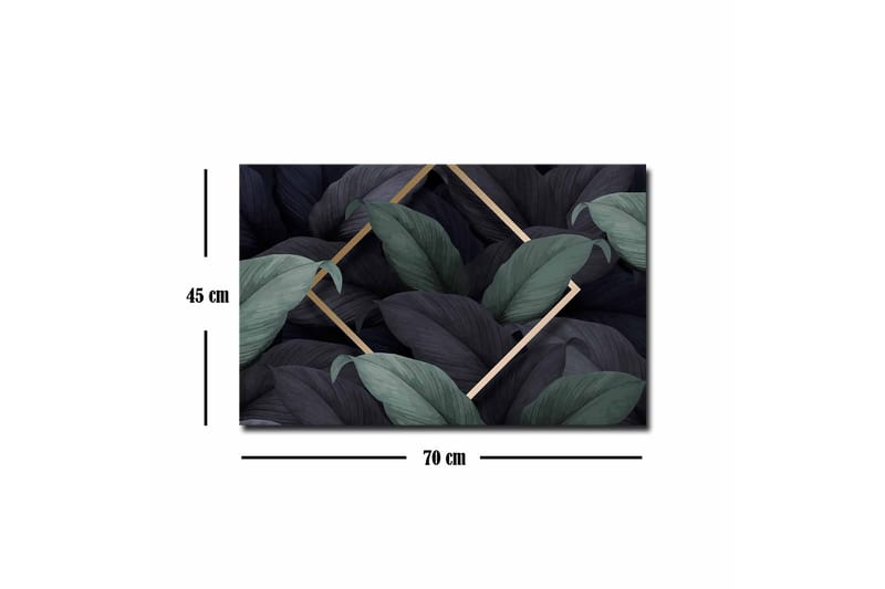 Lerretsbilde - Mørkegrønne og svarte blader i en elegant komposisjon - Mørkegrønn / Svart / Gull - Interiør - Maleri & posters - Lerretsbilder