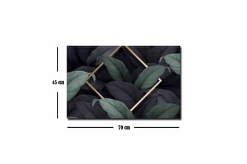 Lerretsbilde - Mørkegrønne og svarte blader i en elegant komposisjon - Mørkegrønn / Svart / Gull - Interiør - Maleri & posters - Lerretsbilder