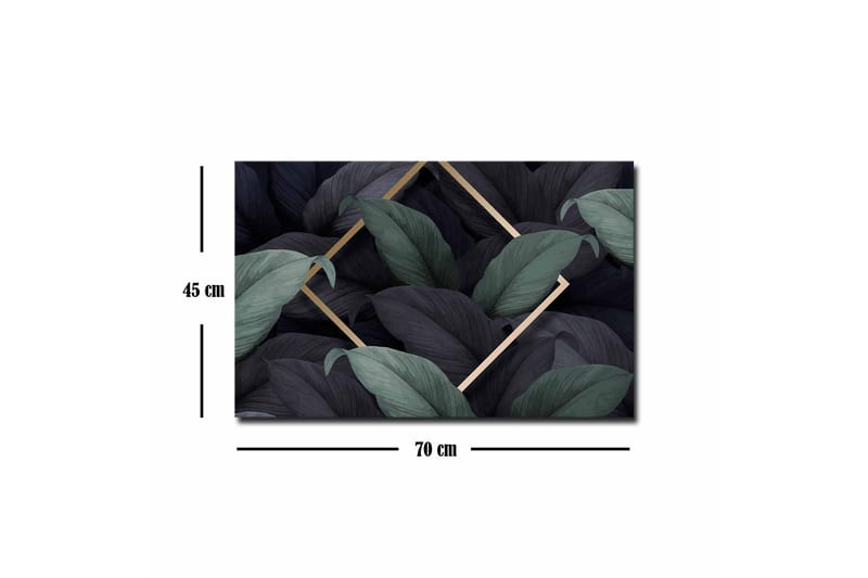 Lerretsbilde - Mørkegrønne og svarte blader i en elegant komposisjon - Mørkegrønn / Svart / Gull - Interiør - Maleri & posters - Lerretsbilder