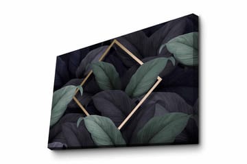 Lerretsbilde - Mørkegrønne og svarte blader i en elegant komposisjon - Mørkegrønn / Svart / Gull - Interiør - Maleri & posters - Lerretsbilder