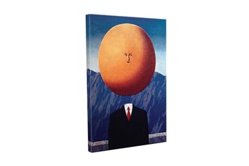 Lerretsbilde - Mann med et solformet hode i et surrealistisk landskap - Oransje / Mørk blå / Svart - Interiør - Maleri & posters - Lerretsbilder