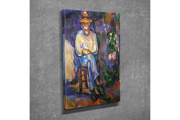 Lerretsbilde - Mann sittende på en stol med hatt - Lilla / Blå / Grønn - Interiør - Maleri & posters - Lerretsbilder