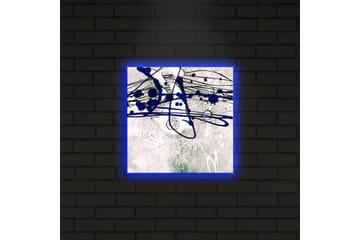 Lerretsbilde med LED-belysning 28x28 cm - Abstrakt komposisjon med blå og svarte linjer på en lys bakgrunn - Blå / Svart / Grønn - Interiør - Maleri & posters - Lerretsbilder
